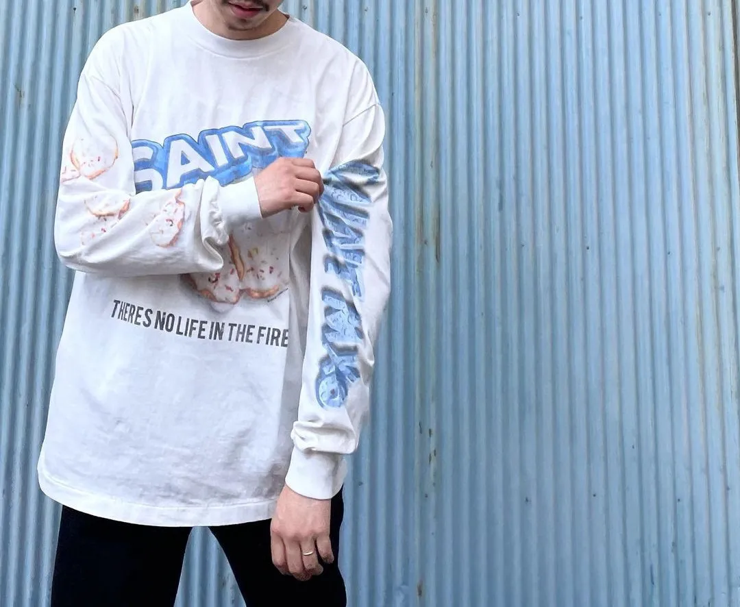 SAINT Mxxxxxx HEART COOKIES L/S TEE/WHT Love Oreo printed long sleeves Off-white S-XL Customized co-branded main mark/wash mark Correct version Ready-made garments washed and distressed VINTAGE feeling Top-notch printing technology Perfect restoration